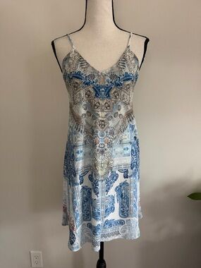 Mia Blue and White Paisley Mini Dress
